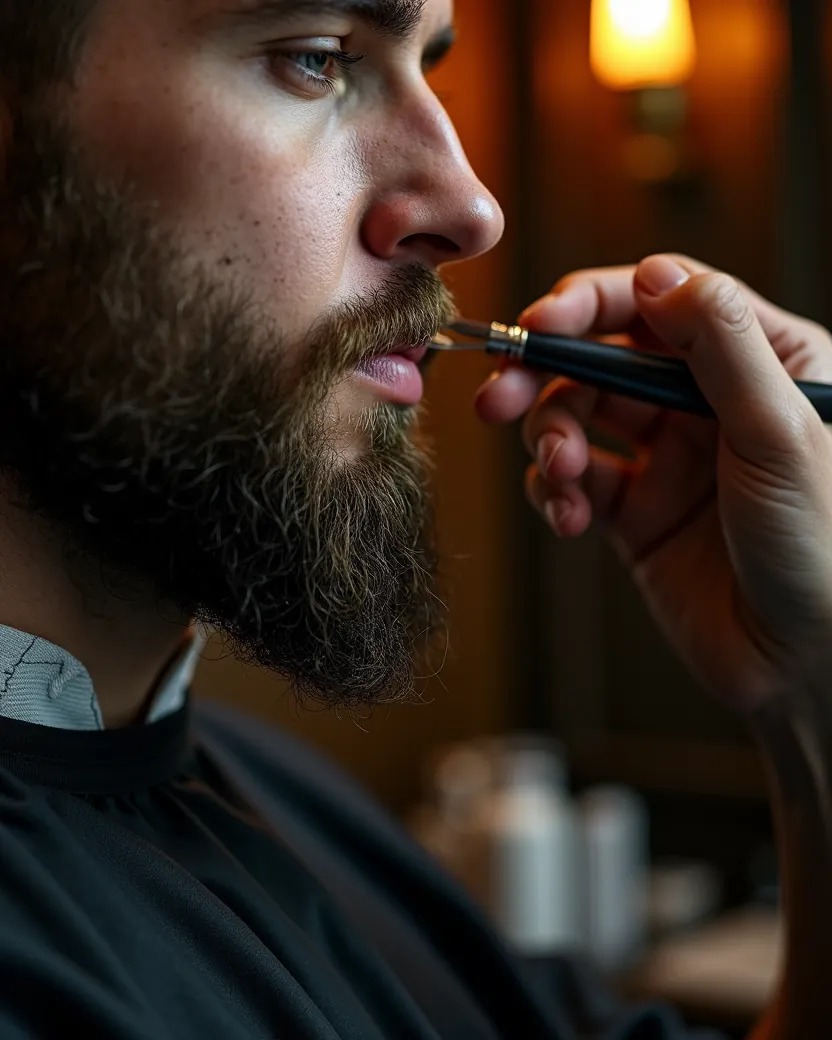 Perfilado de barba a navaja