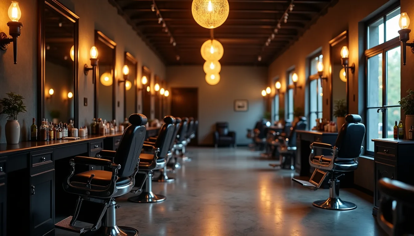 El interior de Barbería Martín — madera y luz cálida